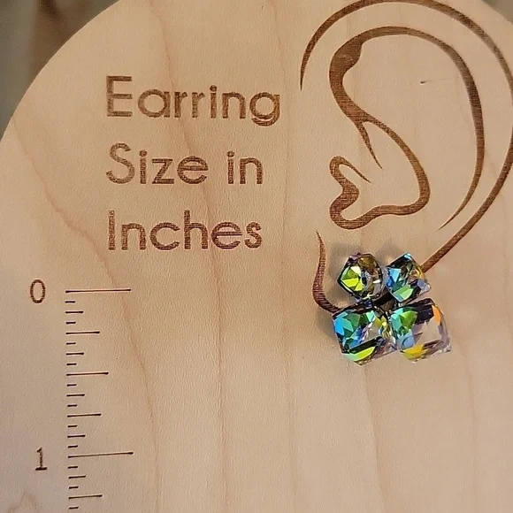 Prismatic Cube Cluster Earrings, S925 posts - Picture 3 of 10